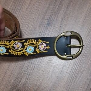 Lucky Brand Black and Yellow Belt with Decorative Elements